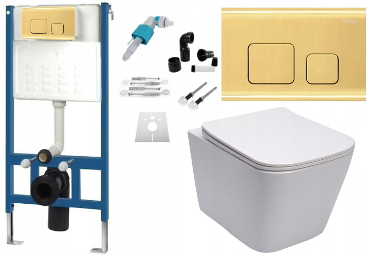 WC tlačidlo - Flush button Gold + Frame + WC Raul Rea
