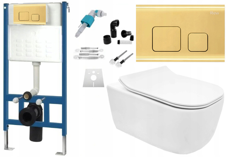 WC tlačidlo - Zlaté flush tlačidlo + WC set Mateo Rea