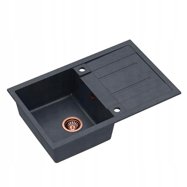 QUADRON SINK GRANITE BLACK SIPHON MEĎ