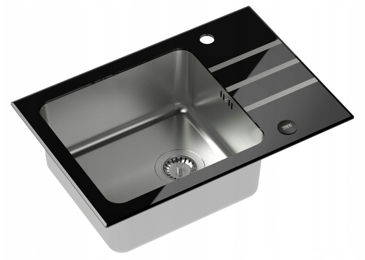 Quadron Glass Jack 116 čierny drez + sifón