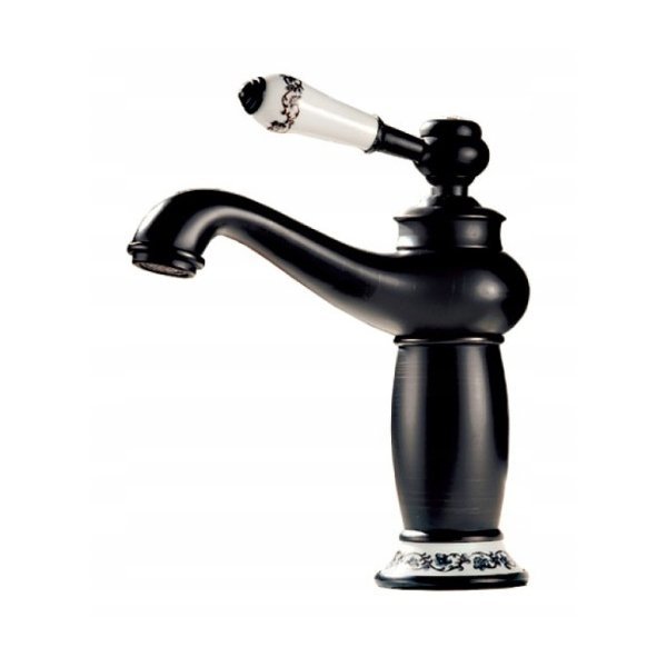 Umyvadlová batéria - Retro čierny stojaci faucet do kúpeľne