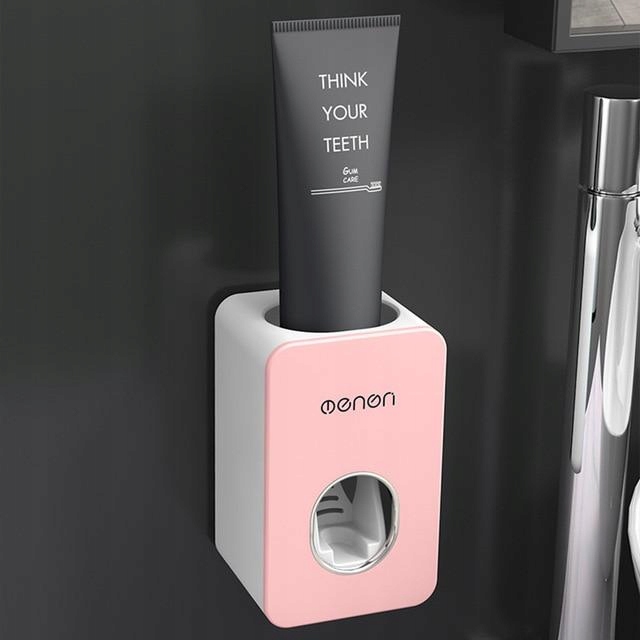 Kupelňový set doplnkov - [Ružový] Automatický dávkovač zubnej pasty