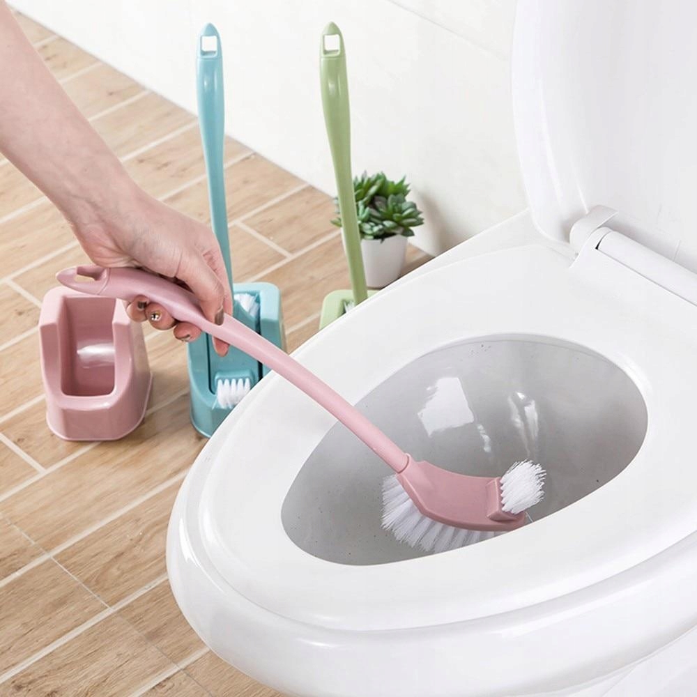 WC kefa - [Ružová] Obojstranná toaletná kefa dlhá