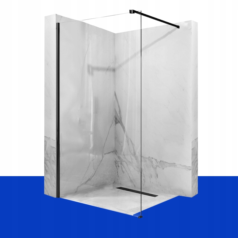 Sprchové dvere - SPRCHOVÁ STENA ČIERNA AERO WALK-IN 110 CM