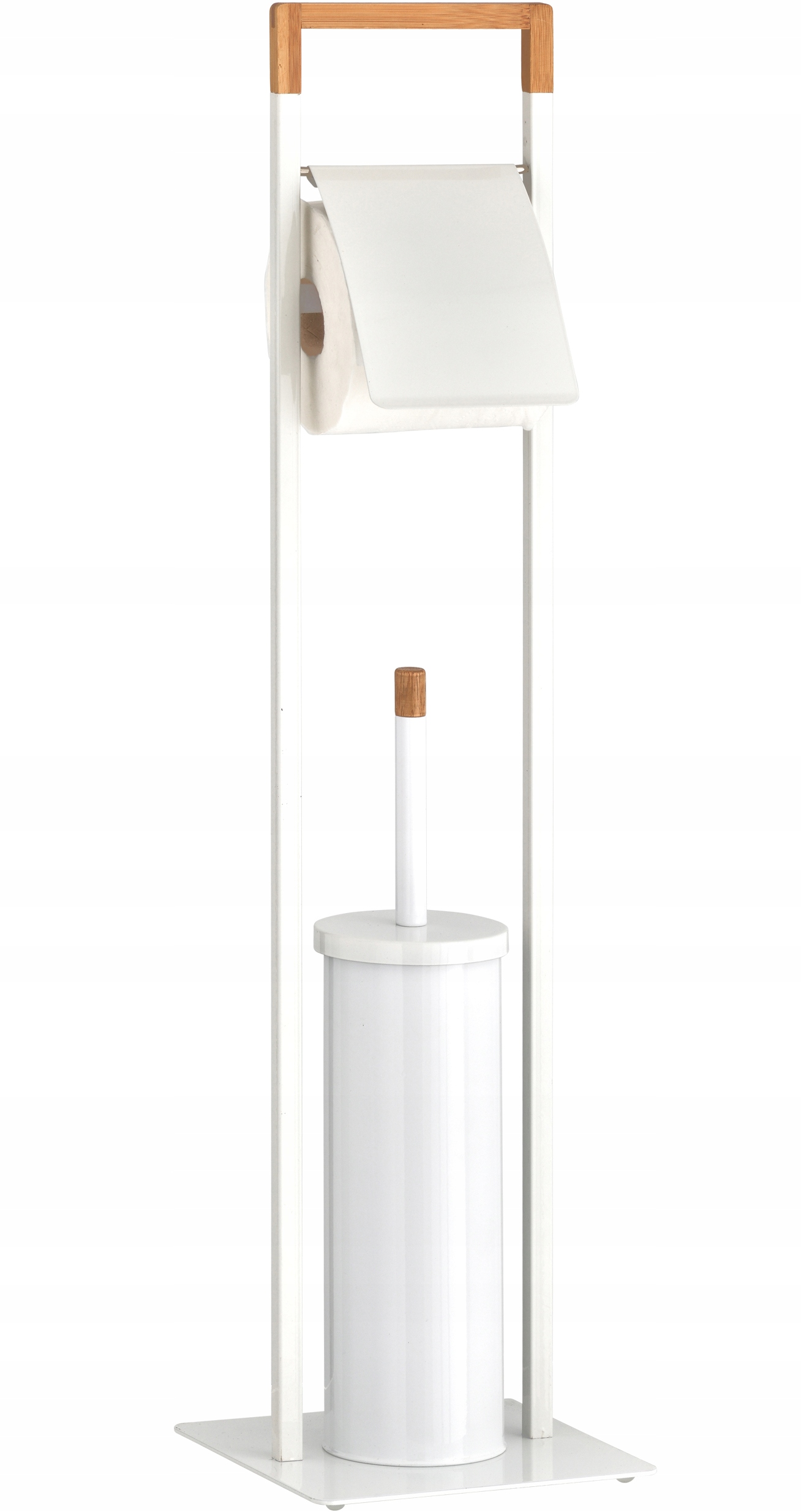 Držiak papiera Stojan na toaletný papier + WC štetec BIELY 2v1