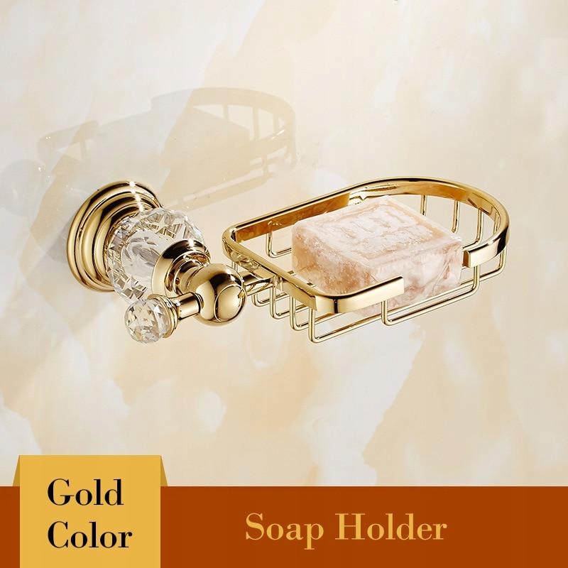 Kupelňový set doplnkov - [Soap Mesh] Zlatý vešiak z krištáľu