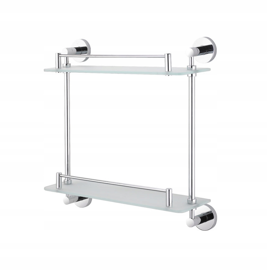 Polička do kúpelne - Stella Classic Dvojitá sklenená polica 40 cm chróm
