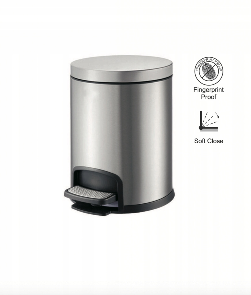 Stella Pedal basket, round, silver 5L 20.20105