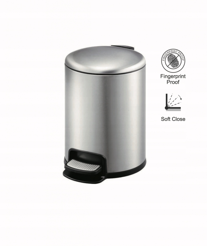 Stella Pedal basket, round, silver 8L 20.20108