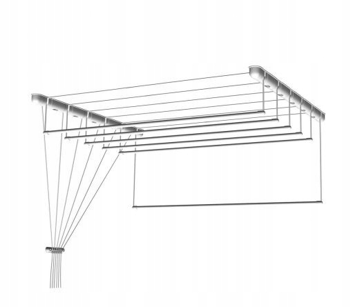 Kupelňový set doplnkov - Stropná sušička 6 tyčí 150 cm sušiaca biela