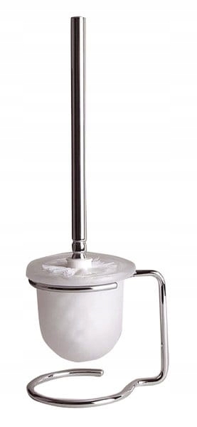 Kupelňový set doplnkov - WC kefa 11x36x14 cm, stojaca, chróm / sklo