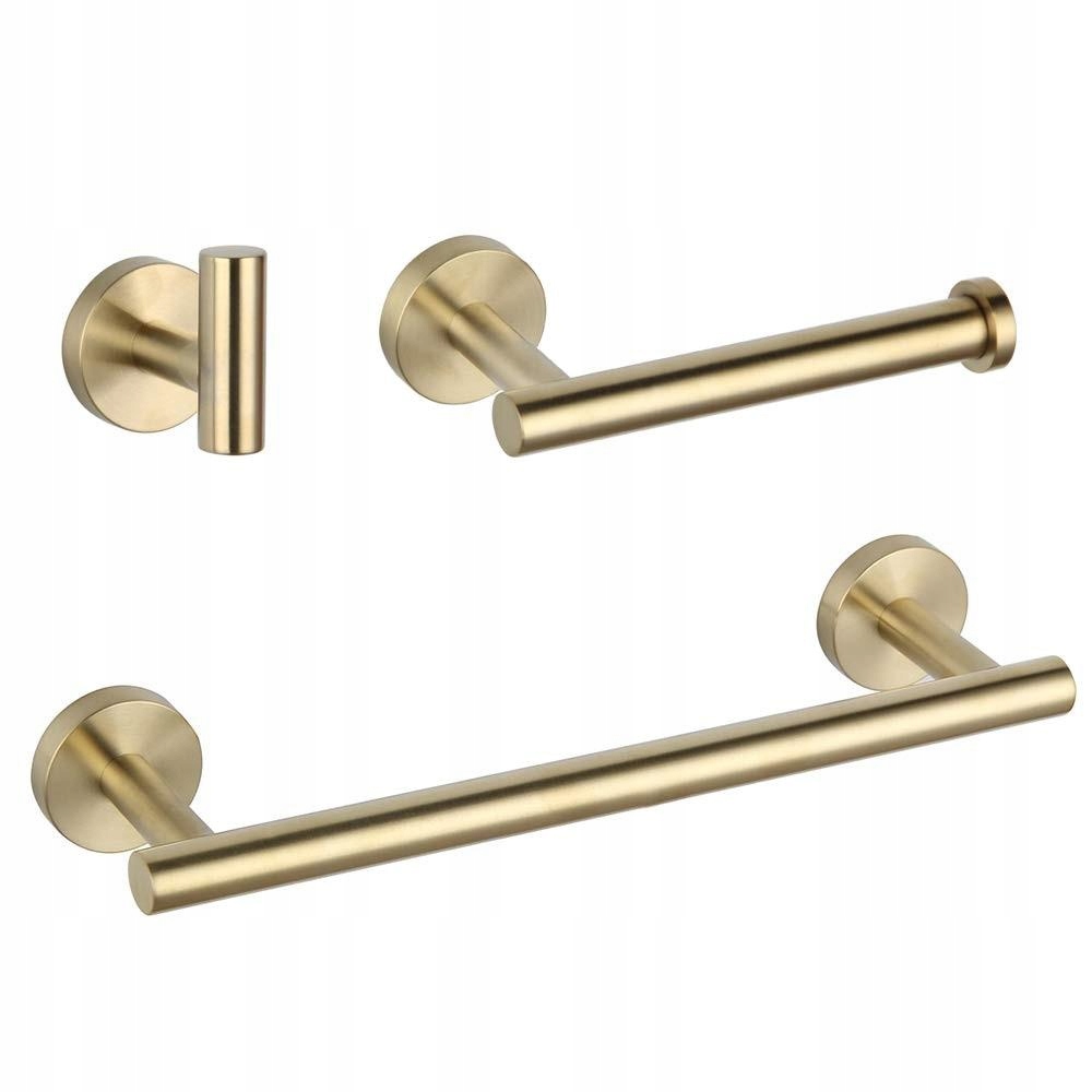 Kupelňový set doplnkov - [Brushed Gold] Sus304 Gold 3-dielna