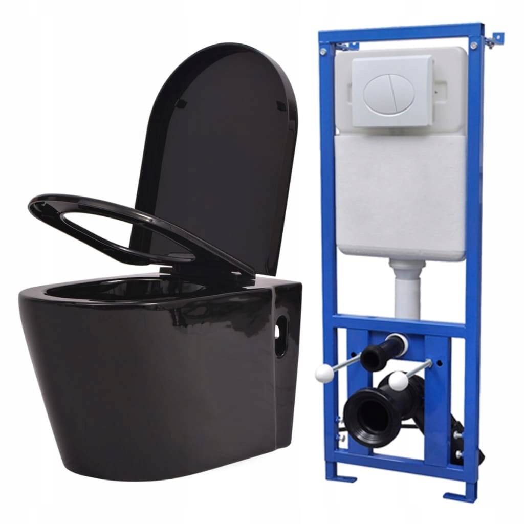 WC MISA - Závesné keramické WC VidaXL čierne