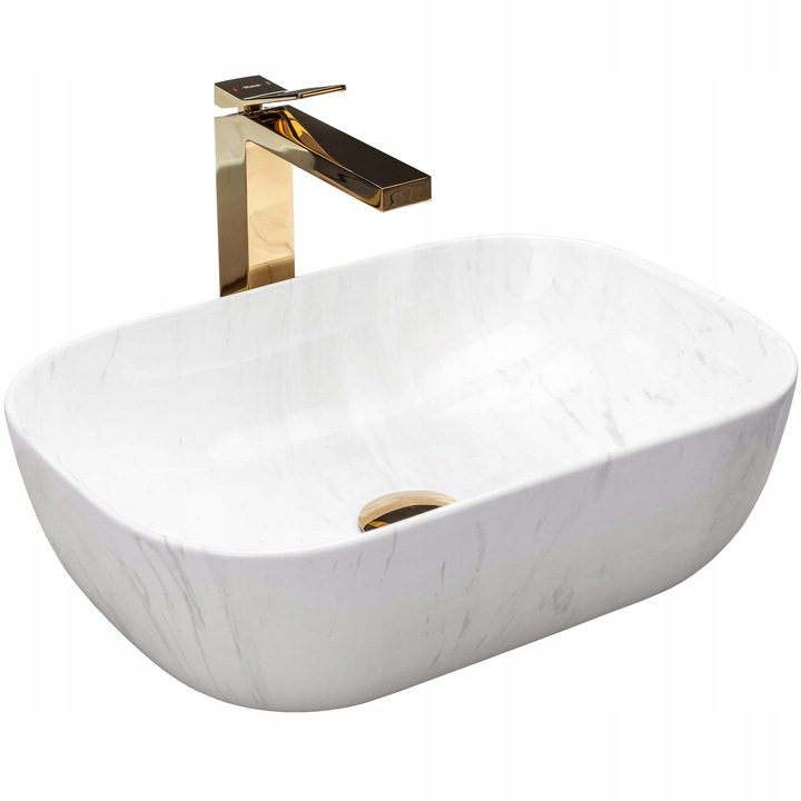 Umývadlo -  KERAMICKÁ UMYVADLA NA UMÝVADLO MARBLE GLOSS REA