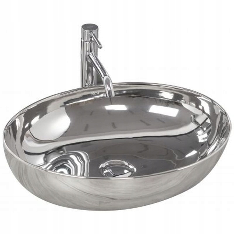 Umývadlo - UMÝVADLO TOP OVÁLNE STRIEBORNÉ 51X39CM REA SLIM