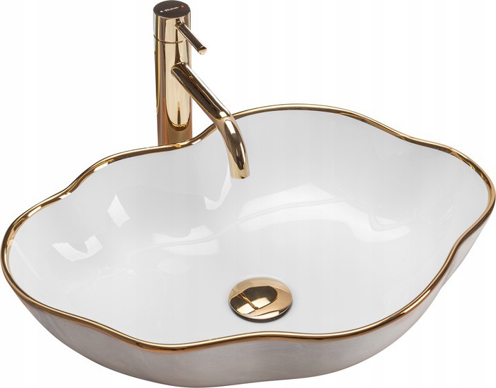 Umývadlo -  PEARL GOLD EDGE KERAMICKÉ KERAMICKÉ UMÝVADLO REA