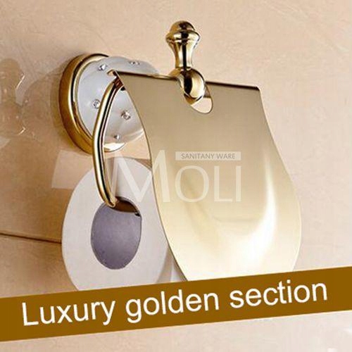 Kupelňový set doplnkov - [Držiak toaletného papiera] Luxusné zlato