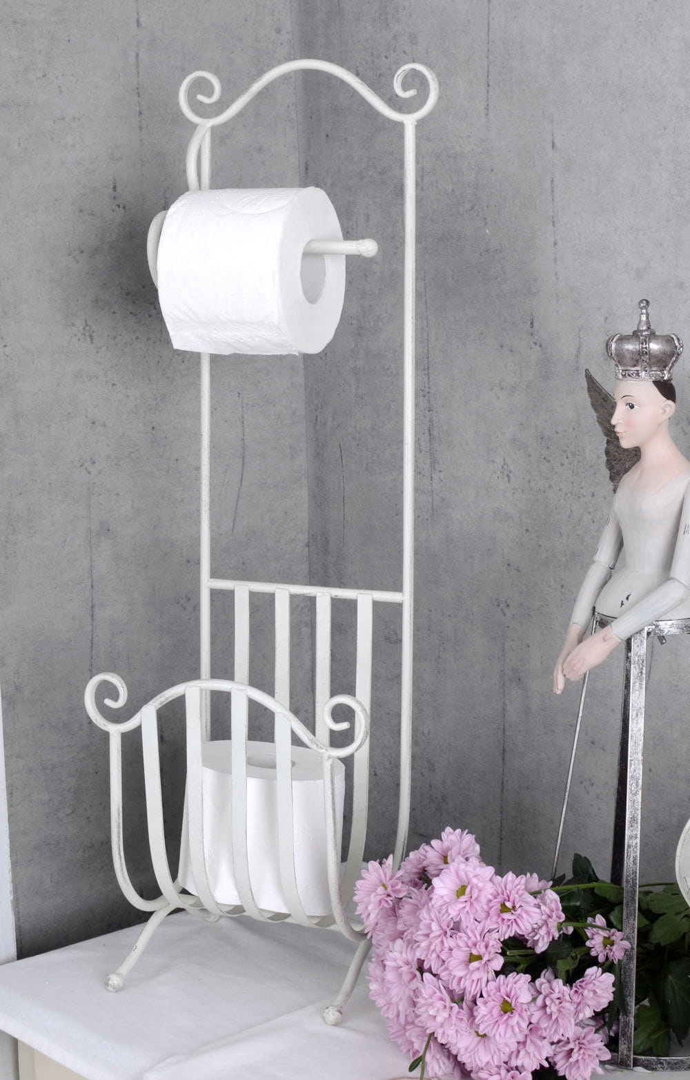 Držiak papiera Držiak na toaletné tkanivo White Shabby Chic
