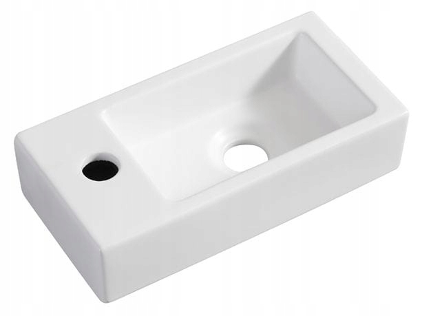 Umývadlo - Malé umývadlo 36x18 cm XS RHEA, matné biele, ľavé
