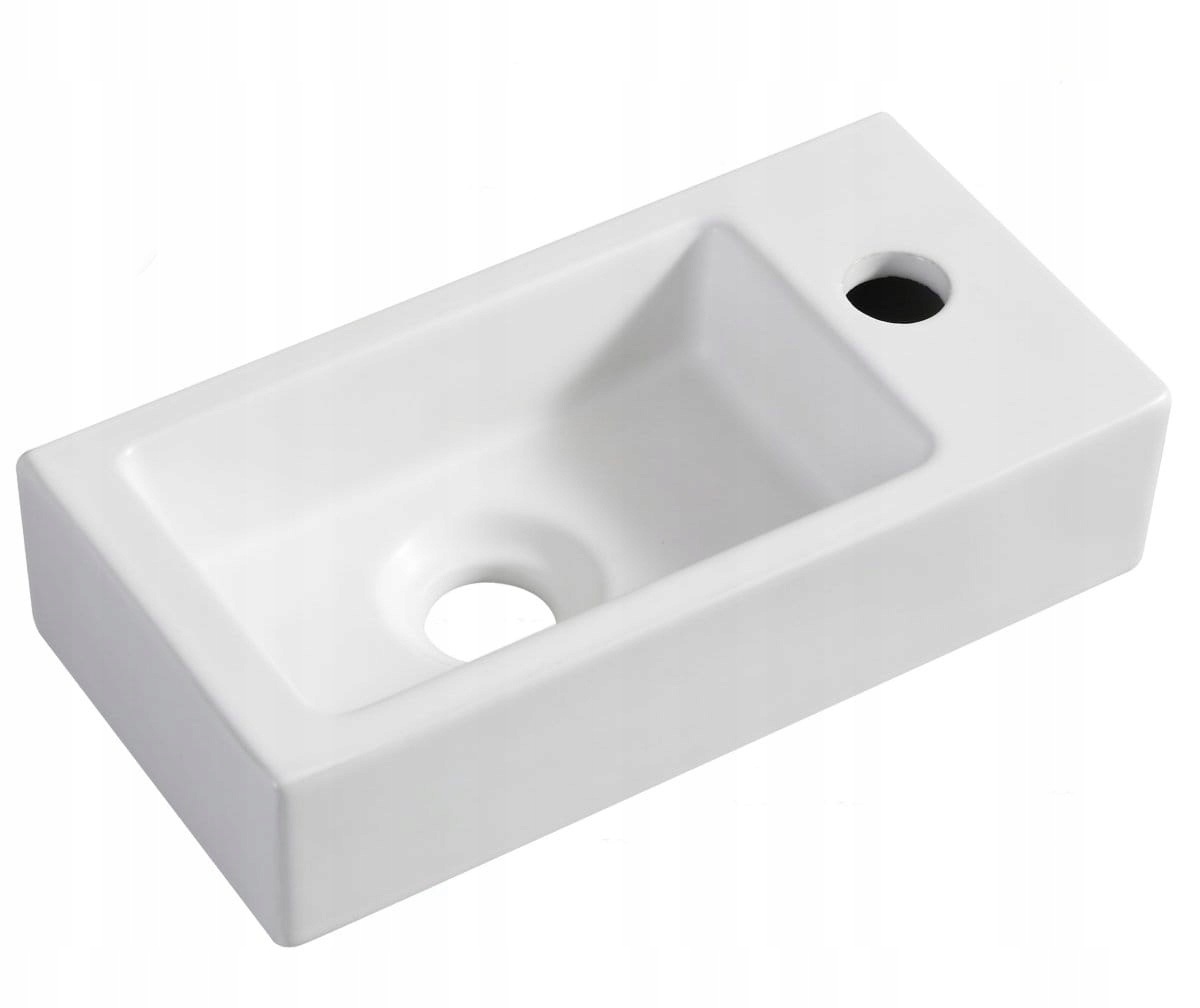 Umývadlo - Malé umývadlo 36x18 cm XS RHEA, matné biele, pravé