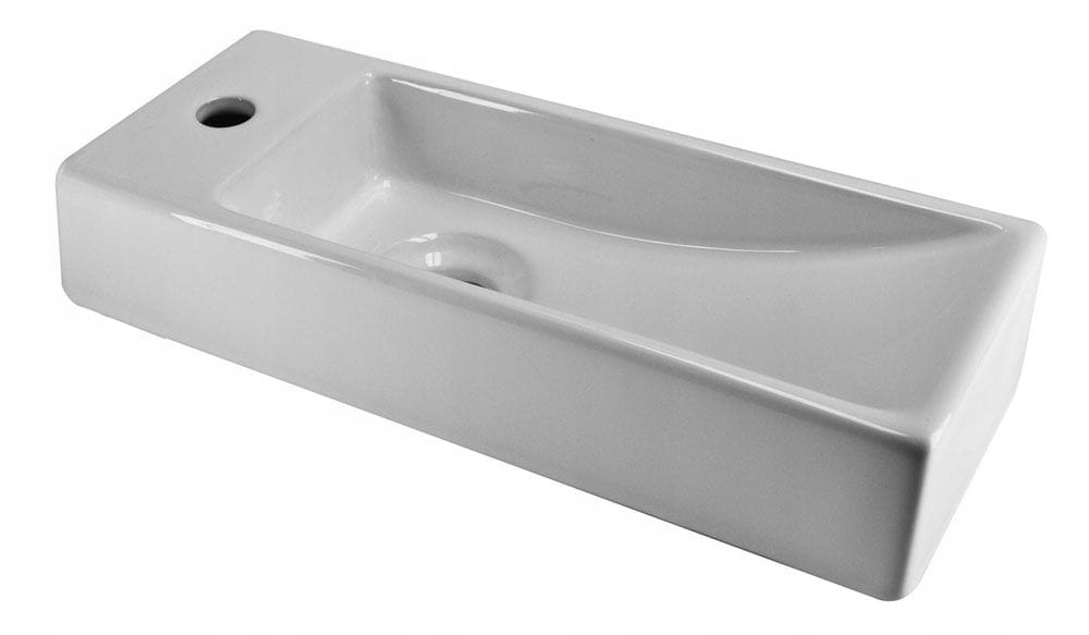 Umývadlo - Malé keramické umývadlo 38x14cm TRIM, ľavé