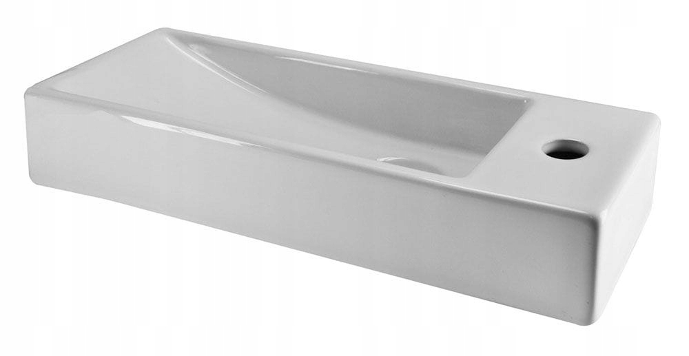 Umývadlo - Malé keramické umývadlo 38x14cm TRIM, pravé