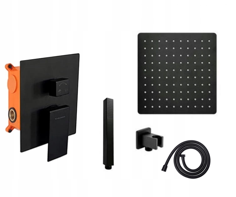 Sprchový panel -  VELDMAN QUADRO 30cm ČIERNA SPLACHOVACIA SÚPRAVA