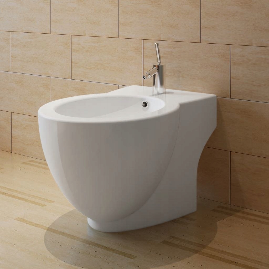 VidaXL zaoblený keramický bidet, biely