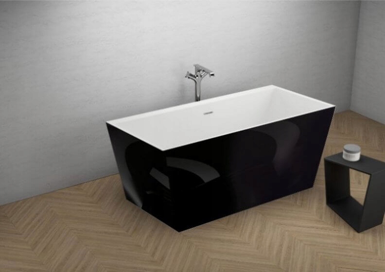 ČIERNY voľne stojaci VANKÚŠ 170x80 + RÁM + SIFÓN