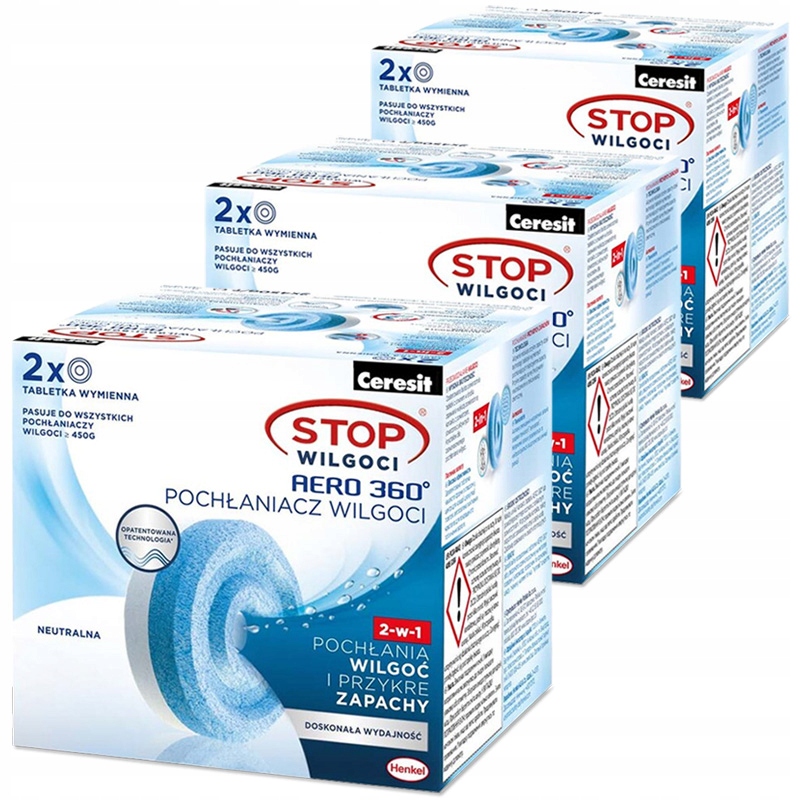 Odvlhčovač vzduchu - VYMENITEĽNÁ KAZETA / TABLETY CERESIT AERO360 - 6x450g