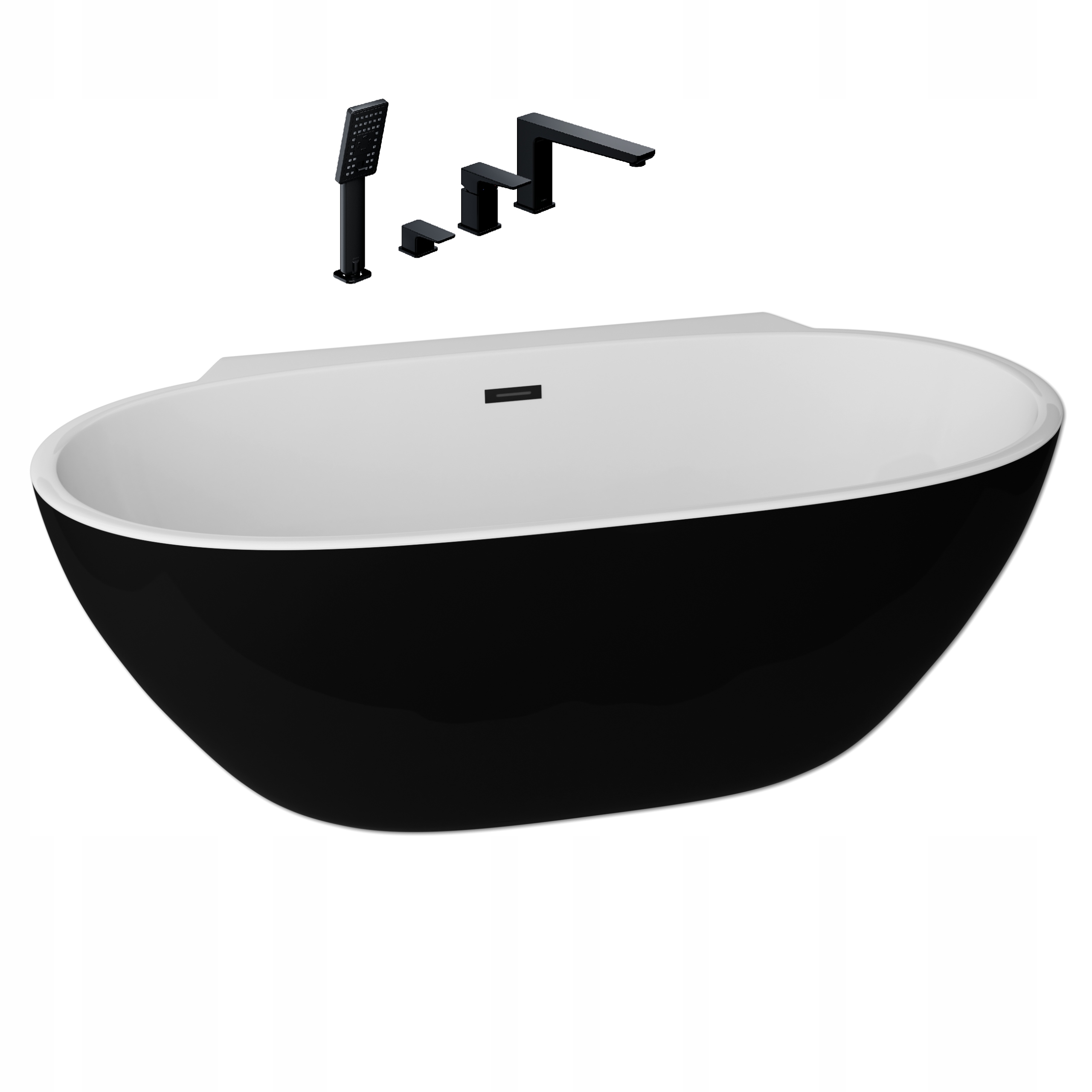NA STENU MONTOVANÝ BIELY A ČIERNY MANDÁL vaňa 170x85 + BATÉRIA