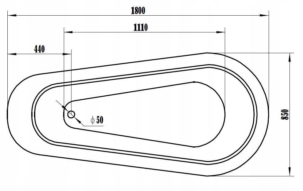 Samostatne stojaca vaňová akryl -WALTPOOL-180X61 + sifón