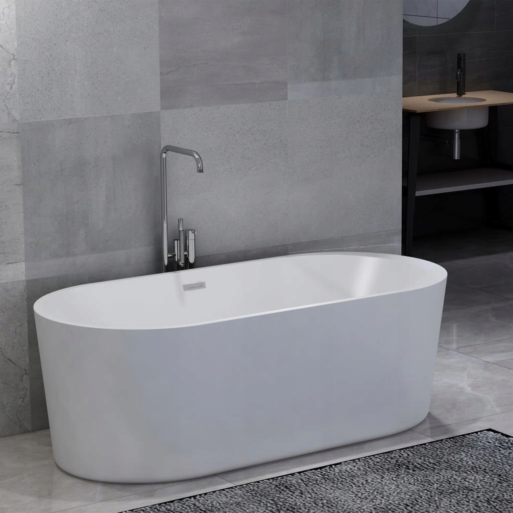 Samostatne stojaca vaňa biela 204L 170x80x58cm VidaXL
