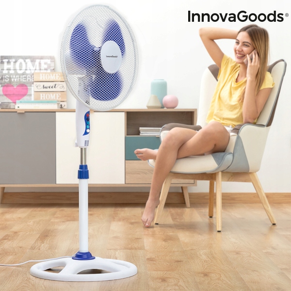 Kupelňový ventilátor - Podlahový ventilátor InnovaGoods Ø 40 cm 50W biely