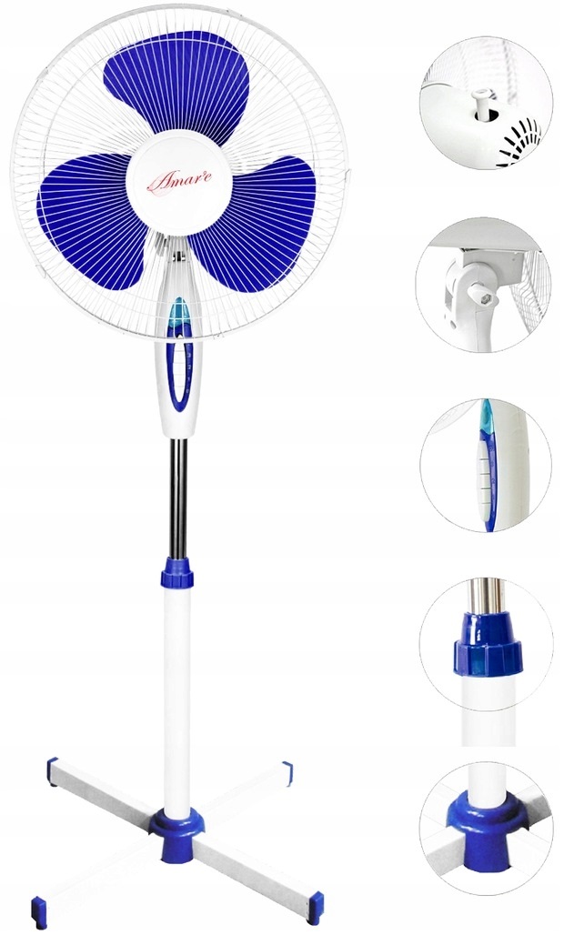 Kupelňový ventilátor - STÁLY 40W 40cm PODLAHOVÝ OSCILAČNÝ ventilátor