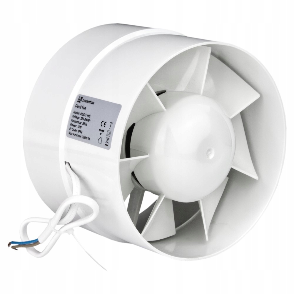 Kupelňový ventilátor - Potrubný ventilátor 150mm 320m3 / h 230V Domestic 1702