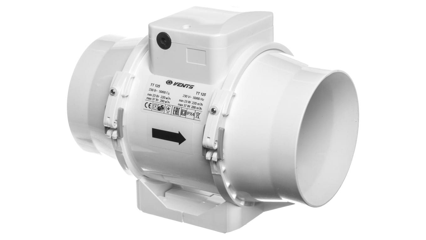 Kupelňový ventilátor - Kanálový ventilátor fi 125 230V 37W 280m3 / h 37dB o