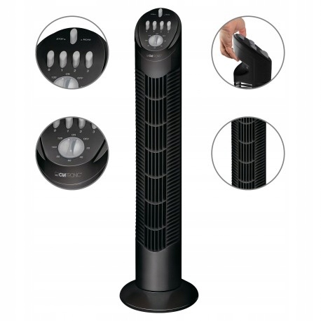 Kupelňový ventilátor - Stĺpový ventilátor Clatronic T-VL 3546 (čierny)