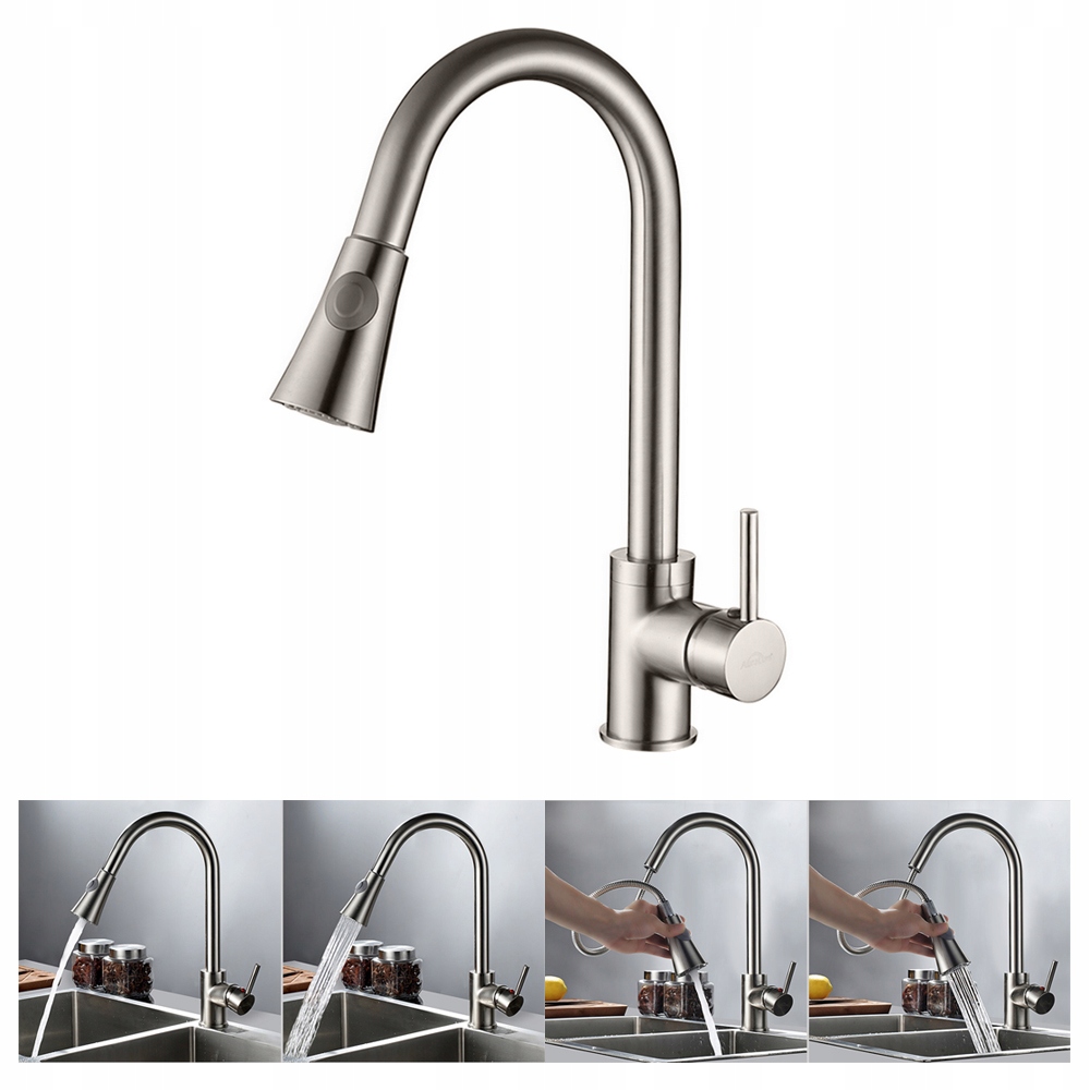 Kuchynská batéria - Vyťahovací kuchynský faucet Drezový faucet 360 ° 2 trysky