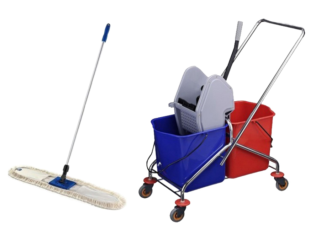 Kupelňový set doplnkov - CHROME SET čistiaci vozík 2x20l + mop 100CM