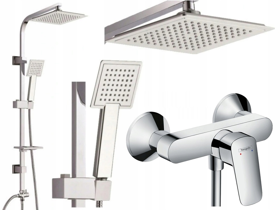 Sprchový panel - SPRCHOVÁ SADA + sprchová batéria HANSGROHE