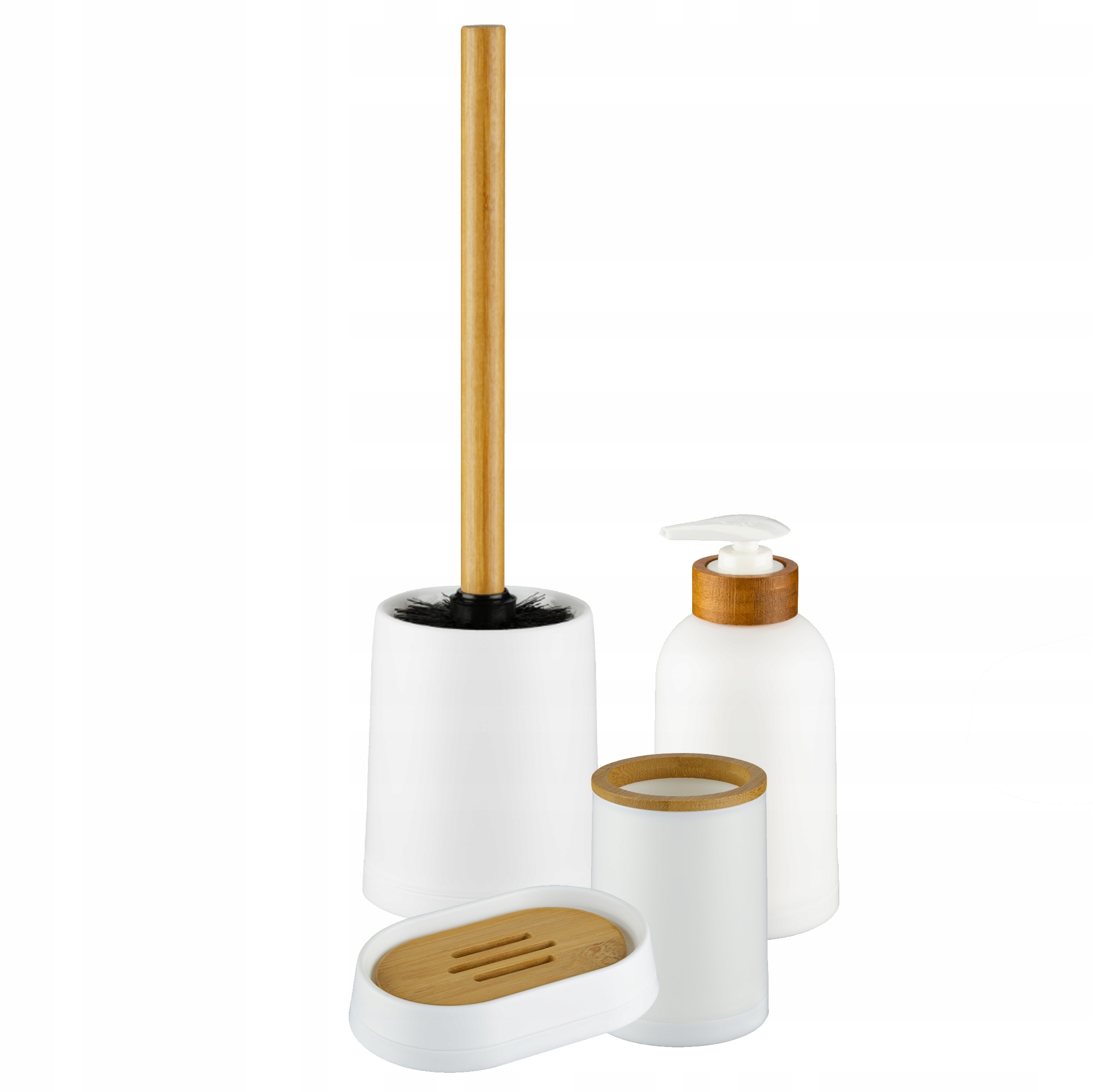 Kupelňový set doplnkov - SADA KÚPEĽNE 4 KUSY BAMBOO SADA ESPINO BIELA