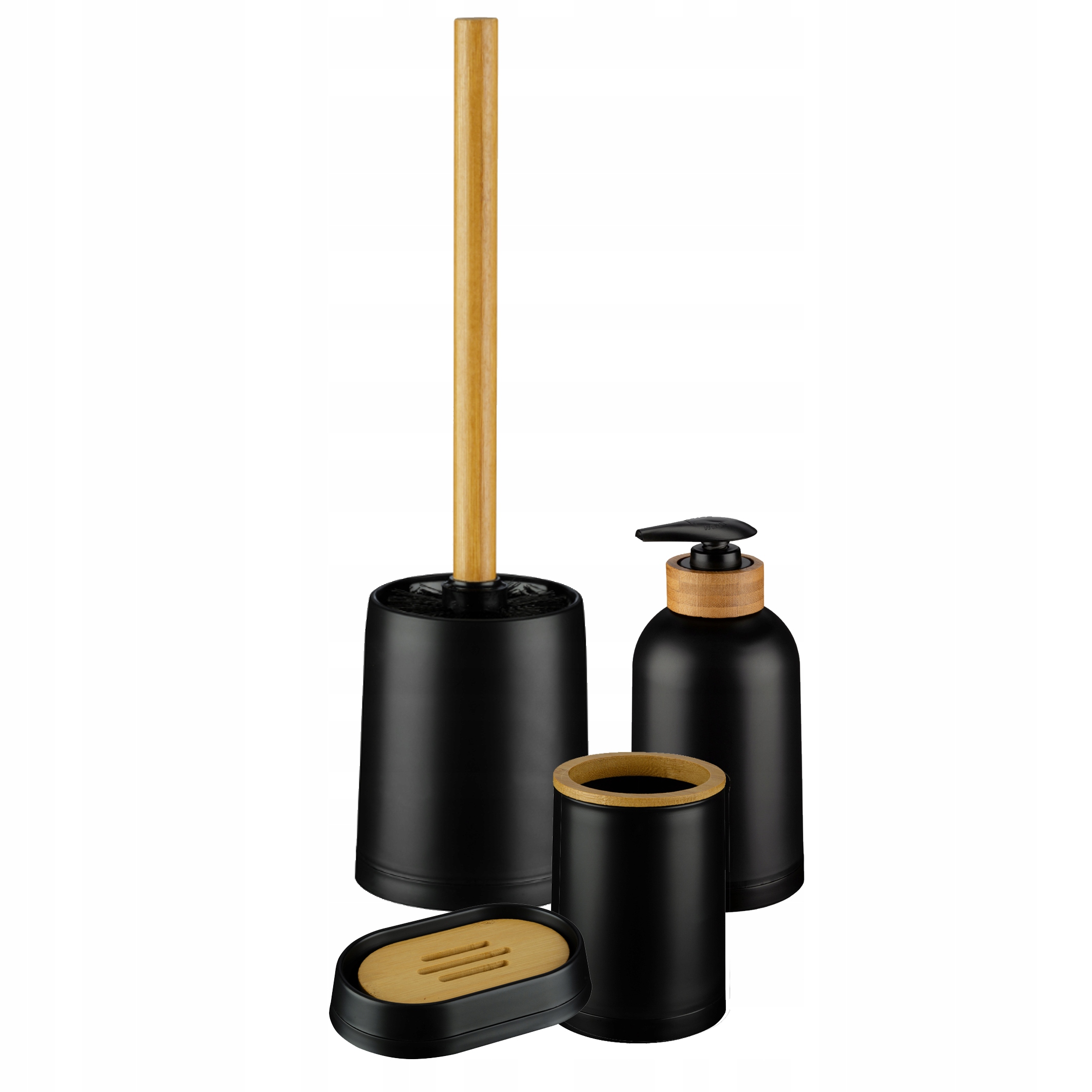 Kupelňový set doplnkov - KÚPEĽŇOVÁ SADA 4 KUSY BAMBOO SADA ESPINO ČIERNA
