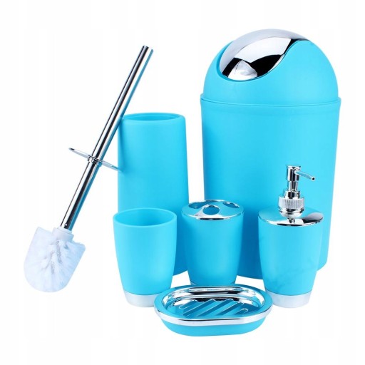 Kupelňový set doplnkov - KÚPEĽŇOVÁ SADA 6 WC PRVKOV Modrá