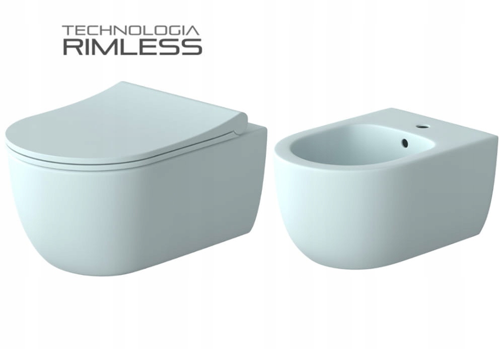 WC MISA - SADA: WC RIMLESS + SEDADLO + BIDET, MODRÝ MAT