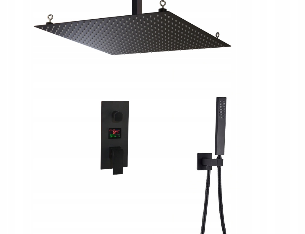 Sprchový panel - KONCEPTOVANÁ SADA Dažďová sprcha 50 cm MATNÁ ČIERNA