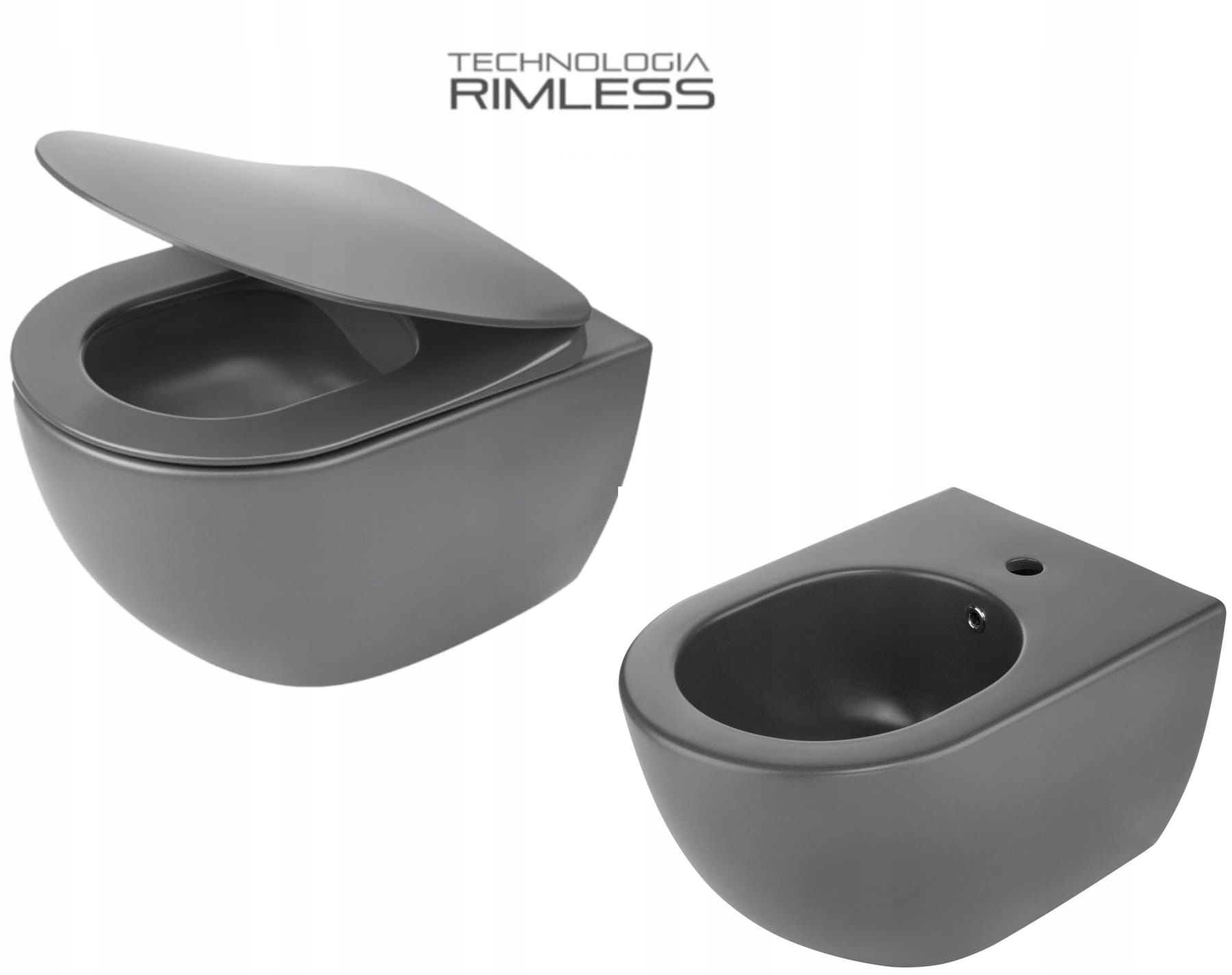 WC MISA - SET: WC 51x36x35,5 cm RIMLESS + BIDET, antracit