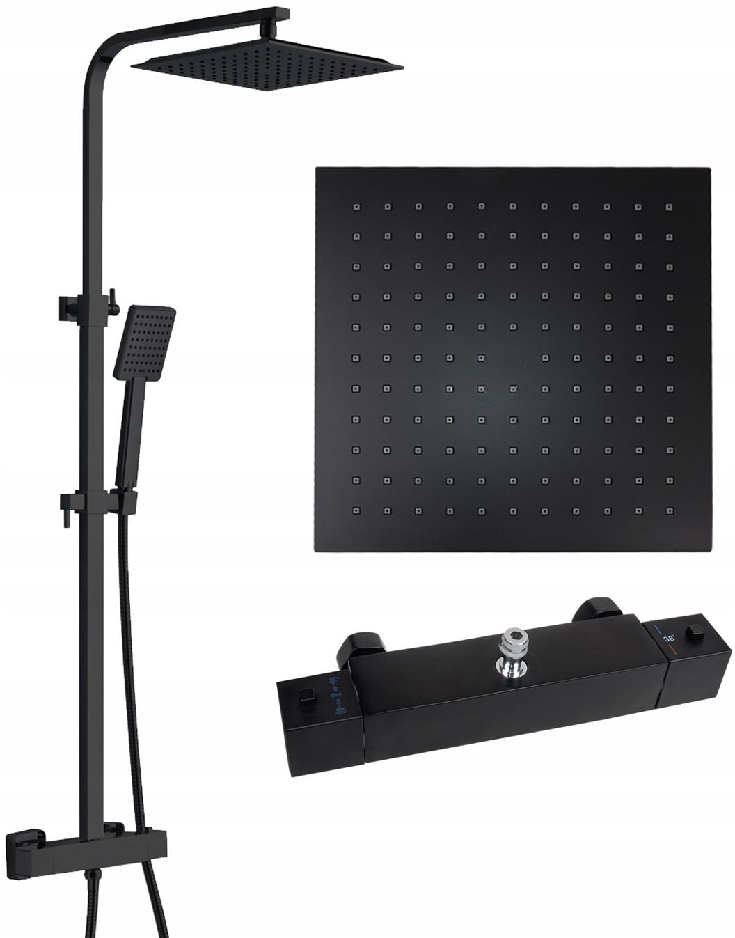 Sprchový panel - Sprchový set s ČIERNYM TERMOSTATOM