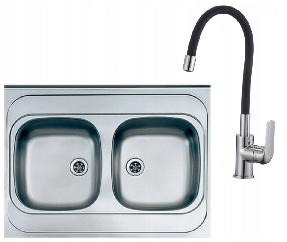 SINK 60X80 dvojkomorový OVERLAY + čierna BATÉRIA