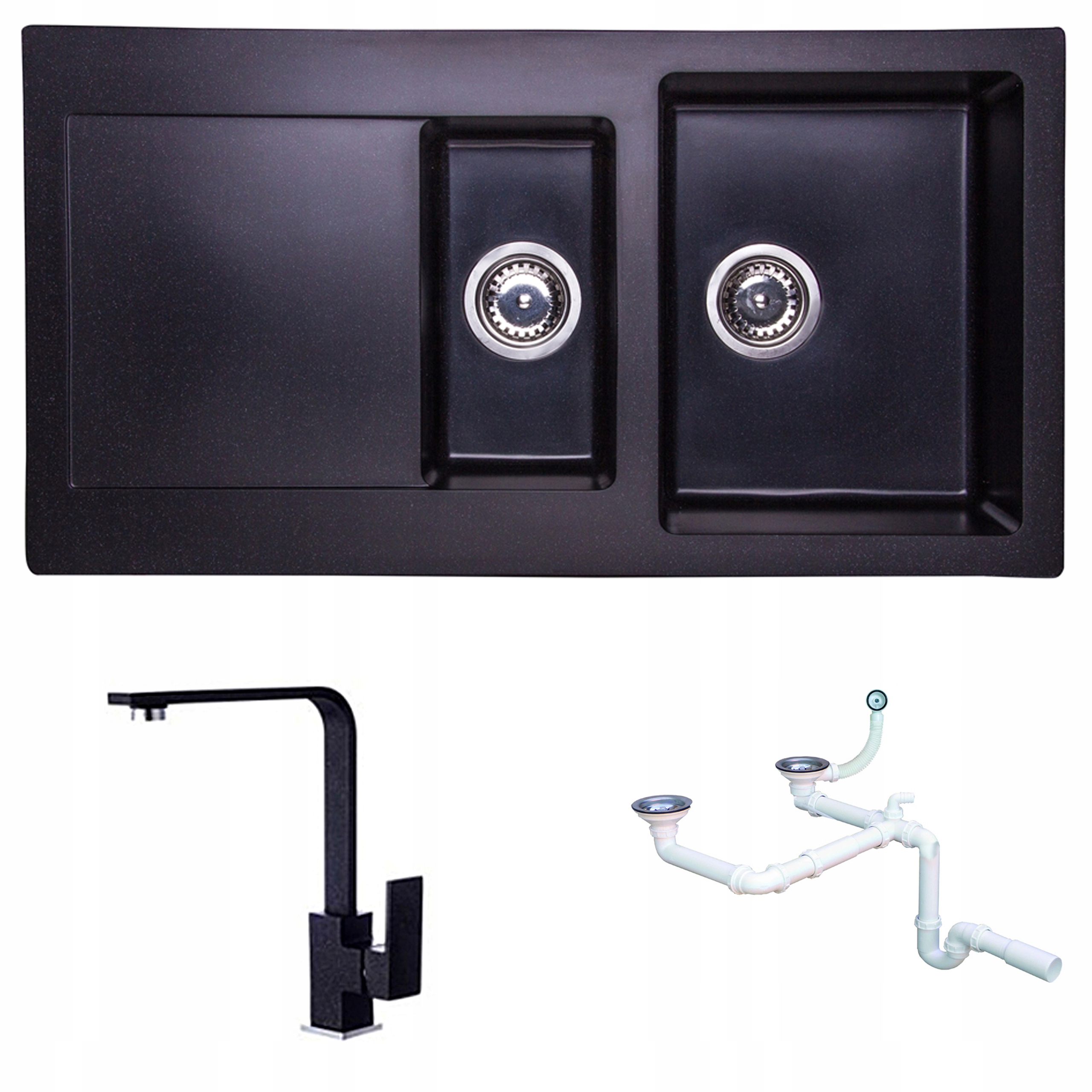 DOUBLE CHAMBER SINK ČIERNE BIELY BÉŽOVÁ